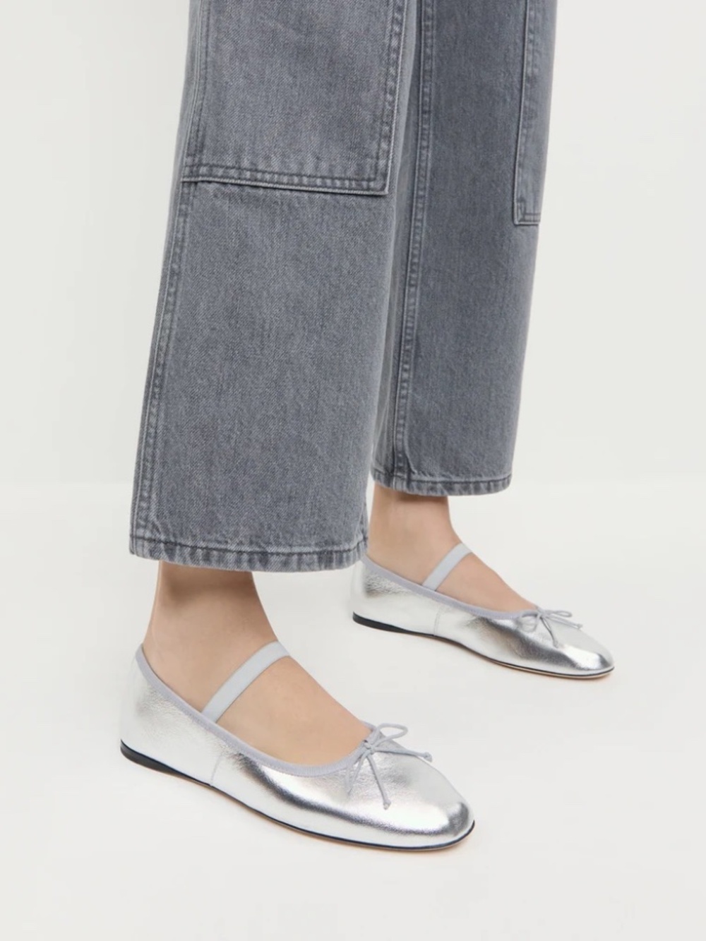 *NO OFFER* Loeffler randall Silver Leather Ballet Flat